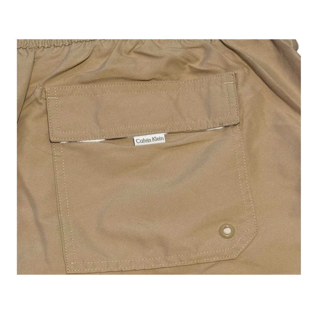 New Calvin Klein CK Swimwear Volley Swim Men Shorts 2XL Khaki Tan Swim Trunks